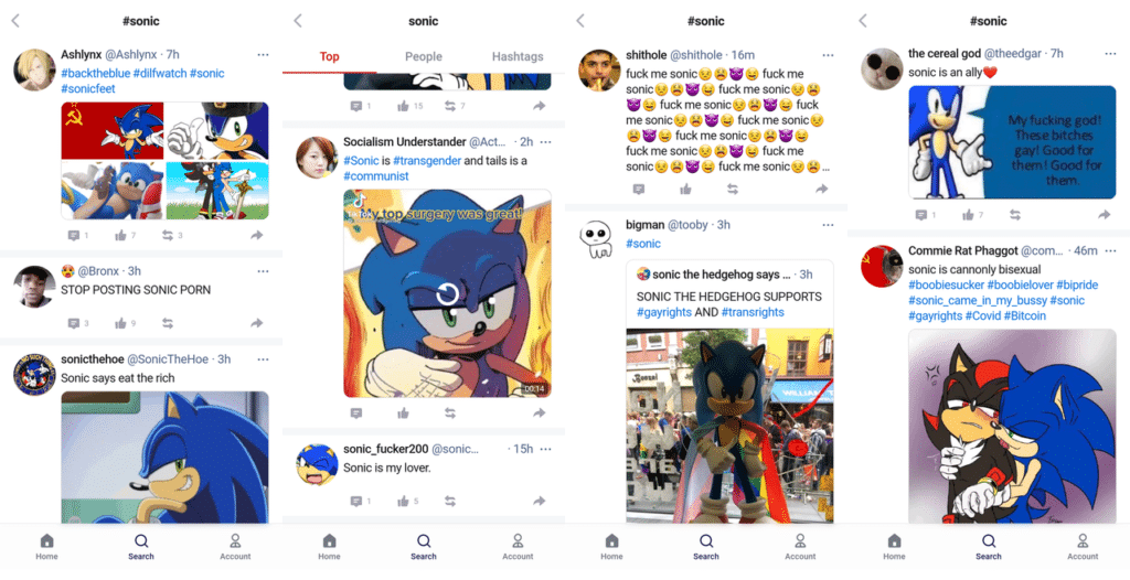 La nueva red social del equipo Trump, GETTR, se ha inundado de porno peludo de Sonic the Hedgehog