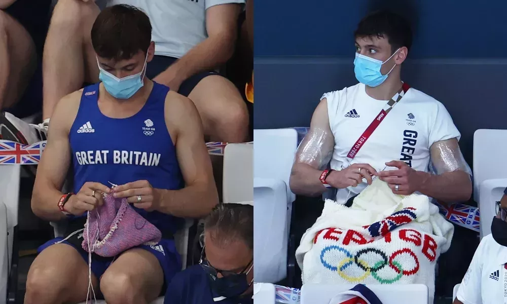 Tom Daley tejiendo mientras ve una final de clavados de los Juegos Olímpicos es tan sano