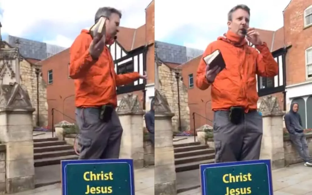 Un predicador callejero es interpelado por una multitud enfurecida tras llamar 