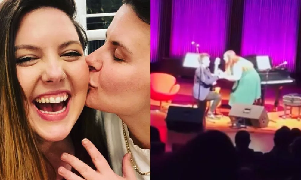 La cantante de 'Same Love', Mary Lambert, se compromete frente a una multitud que grita en un video conmovedor