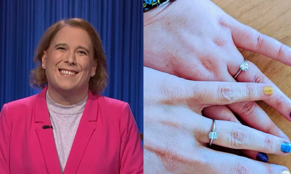 Amy Schneider, icono de Jeopardy, anuncia su compromiso con un hermoso homenaje a su prometida