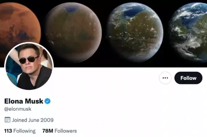 Elon Musk changed his name to Elona on Twitter