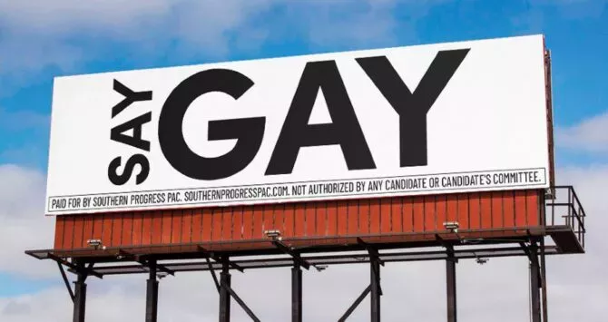 A 'Say Gay' billboard in Florida