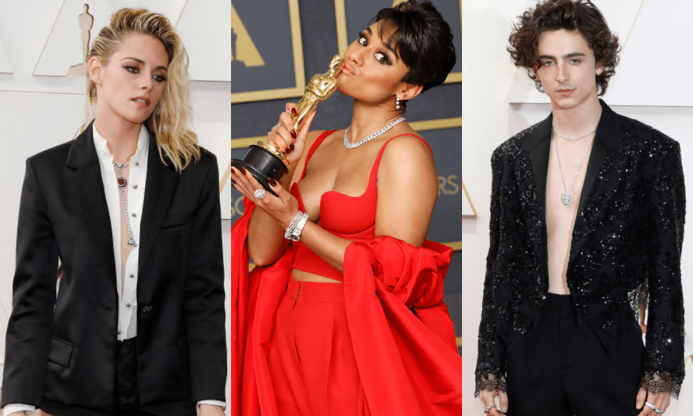 Timothée Chalamet sin camiseta, los shorts de Kristen Stewart y otros 12 looks dramáticos de la alfombra roja de los Oscars