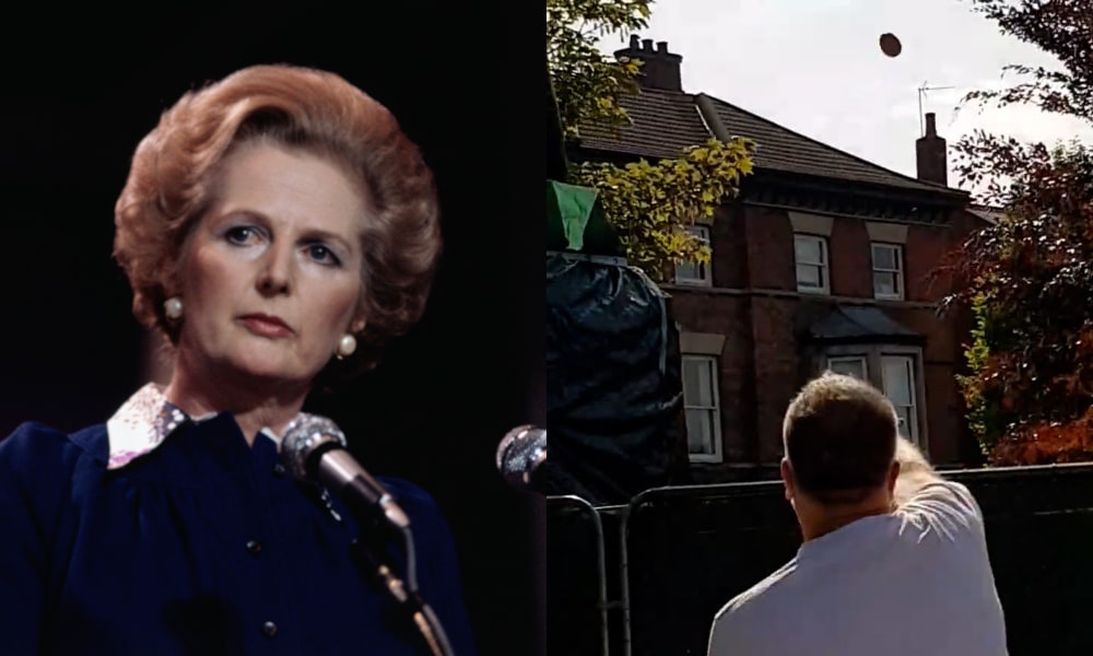 La nueva estatua de Margaret Thatcher es atacada con huevos