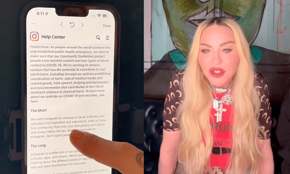 Madonna es expulsada de Instagram Live