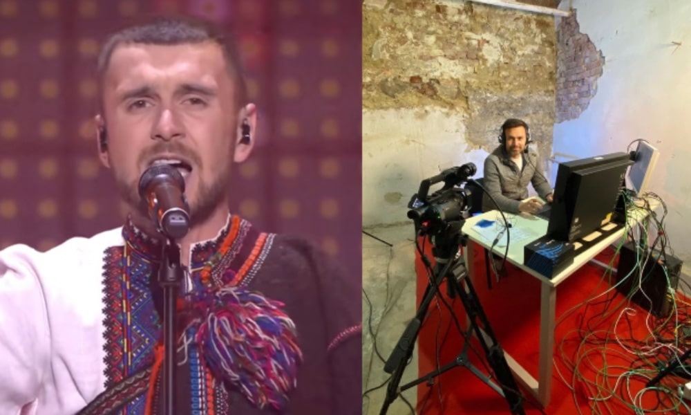 El comentarista de Eurovisión en Ucrania transmite desde un refugio antibombas