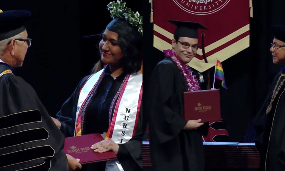 Un acto de graduación de una universidad se vuelve viral por sus banderas arcoiris