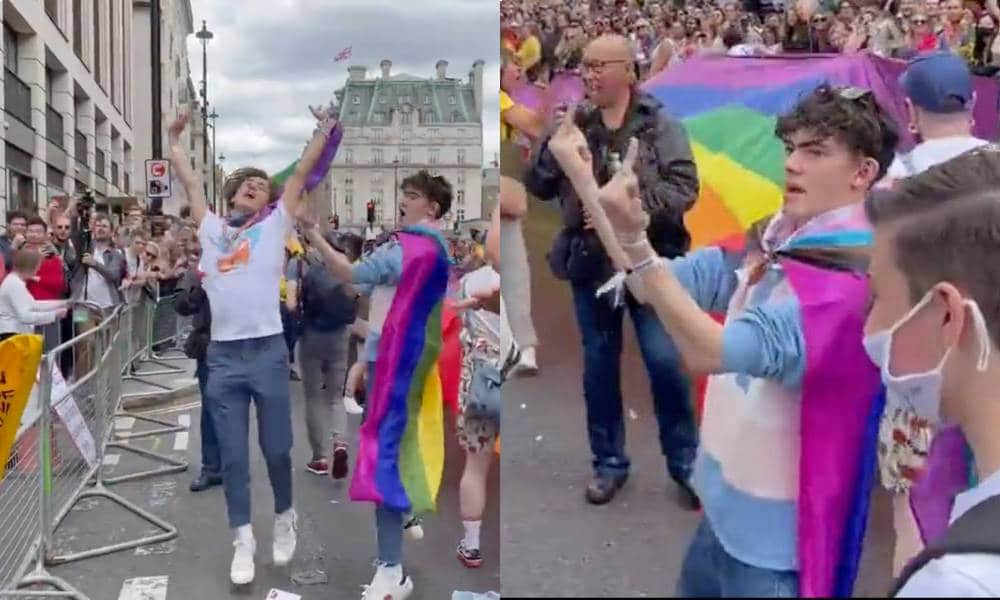 El reparto de Heartstopper se enfrenta a un grupo de homófobos en el Orgullo de Londres