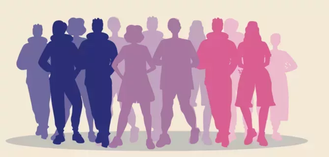 Bisexual people, isolated silhouettes