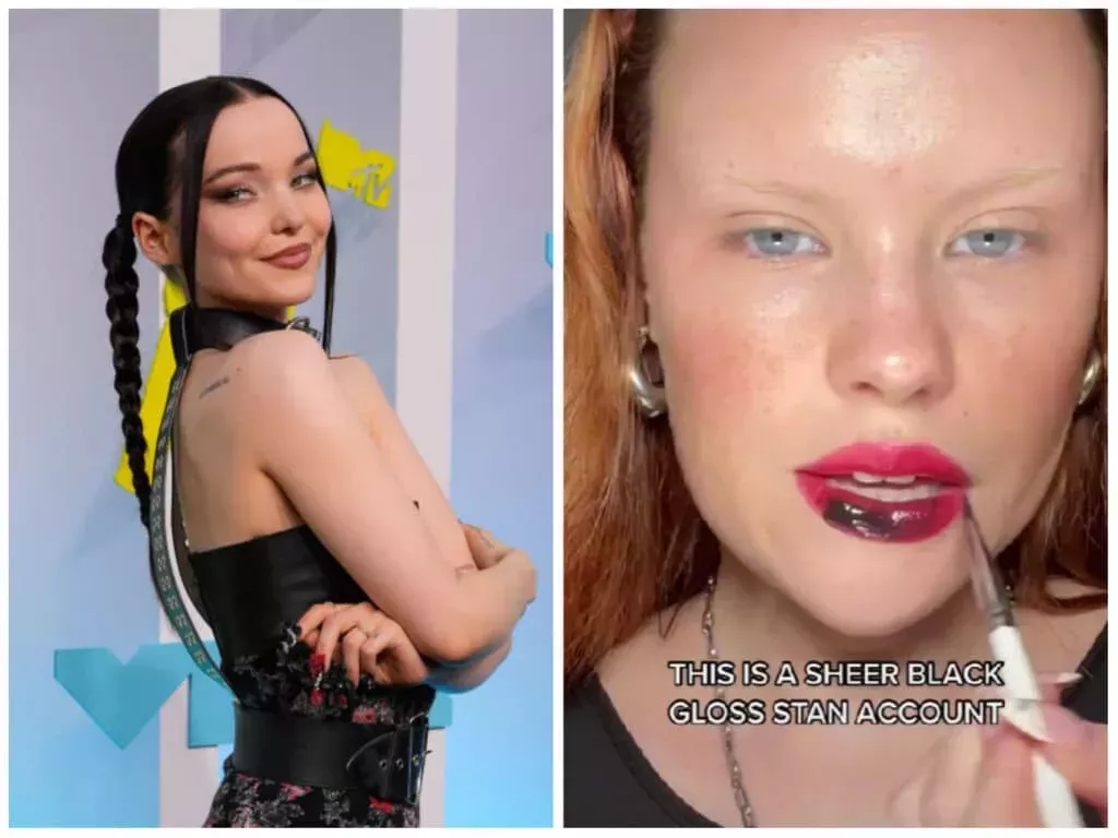 En TikTok nos encanta la tendencia de los brillos de labios negros que representa la estrella pop queer Dove Cameron.