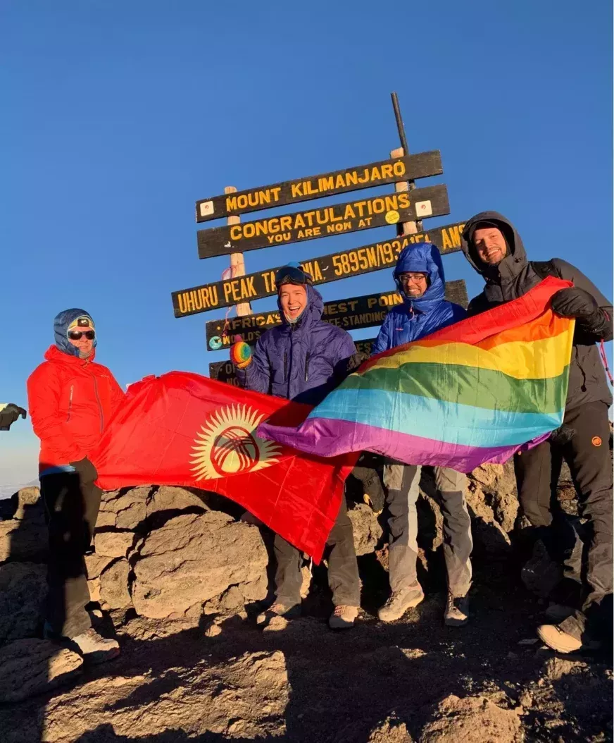 At the top of Mount Kilimanjaro in Africa (Photo: Pink Summits)