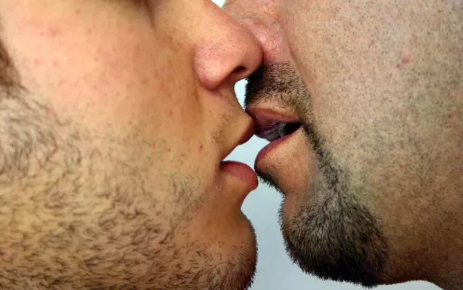 Men kissing