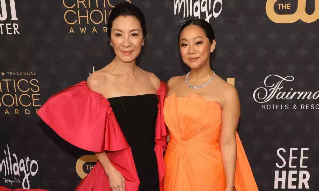 Michelle Yeoh (L) and Stephanie Hsu (R) at Critics Choice Award. (Getty)