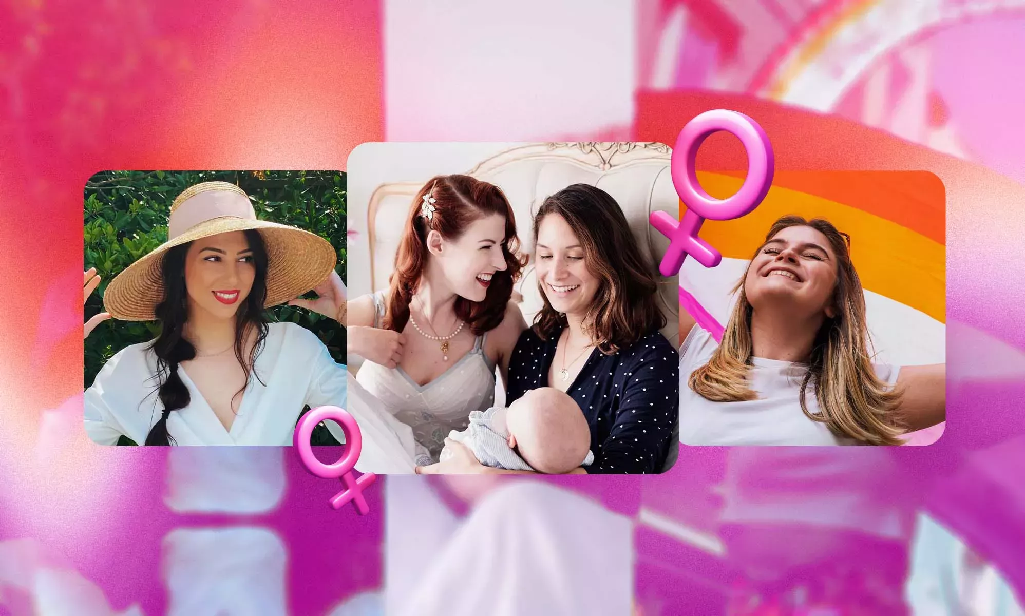 Mujeres que utilizan la alegría queer, la belleza y los