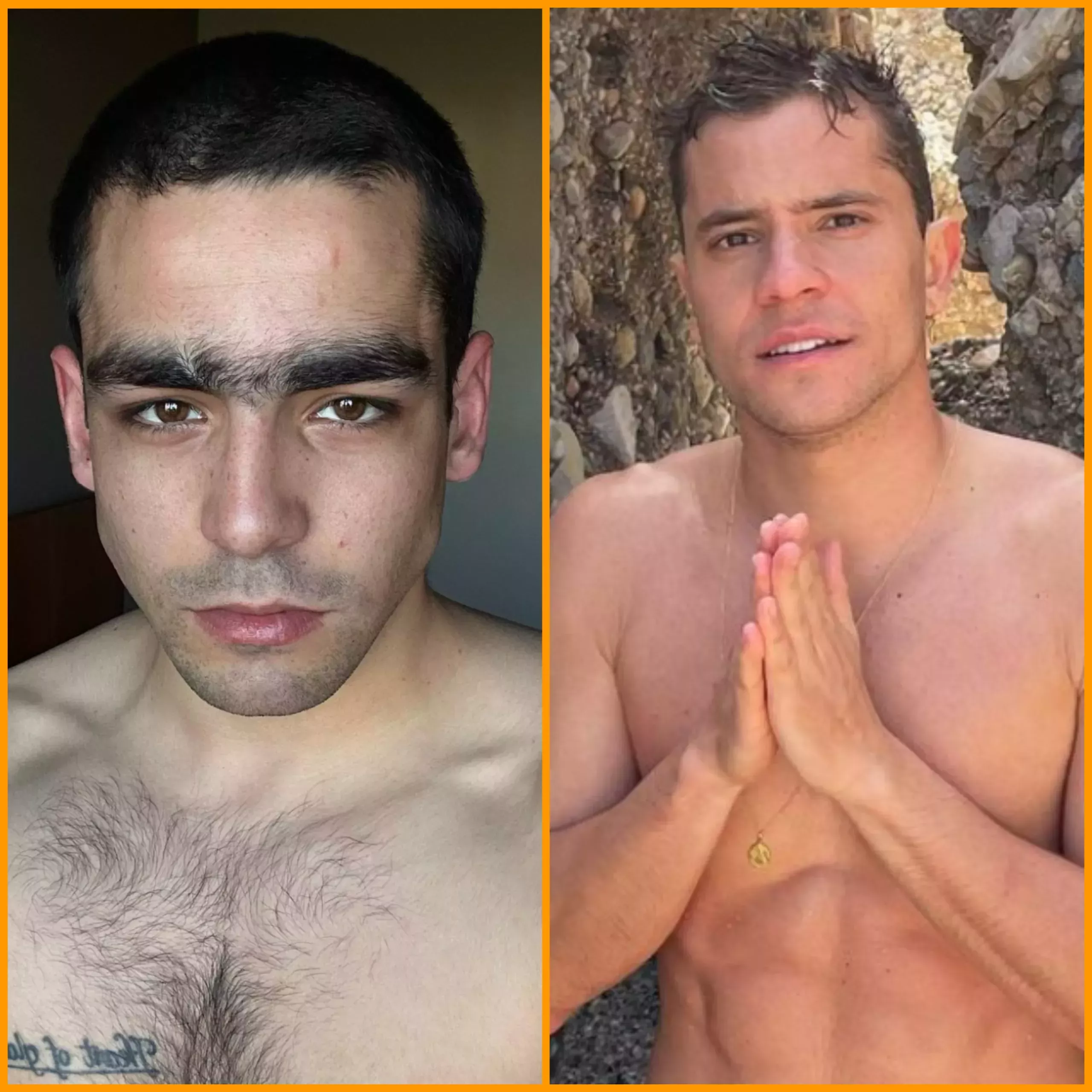 Omar Ayuso and Andre Lamoglia in shirtless selfies