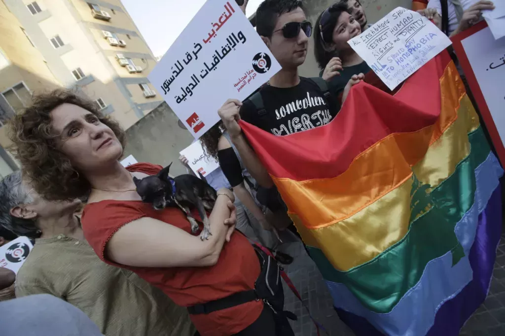 Lebanese LGBT people rally in Beirut in 2013