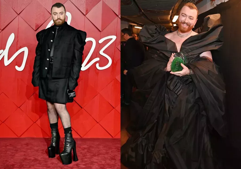 Sam Smith in their British Fashion Awards outfits. 