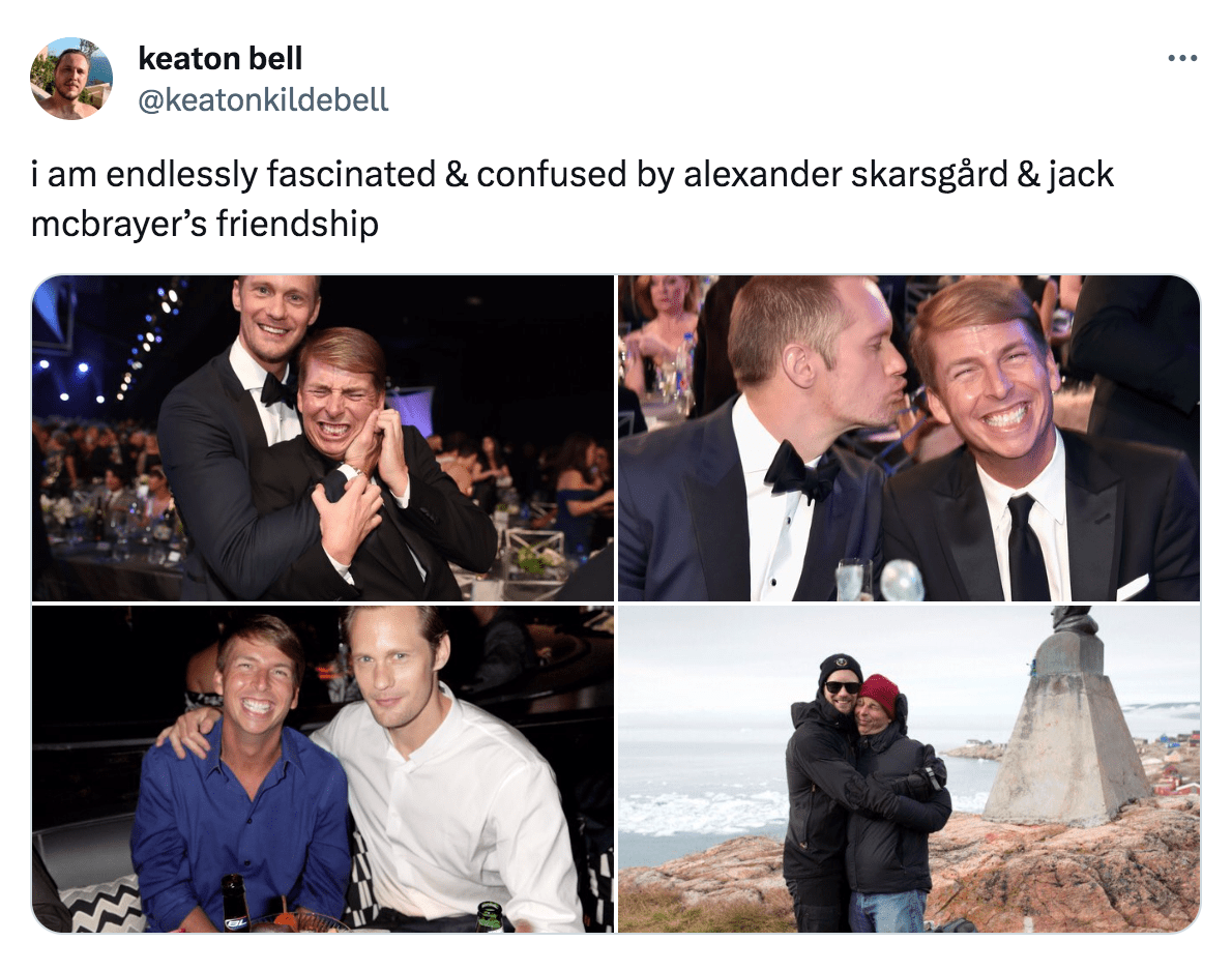 Alexander Skarsgård trae a su mejor amigo Jack McBrayer como su cita para los Emmys