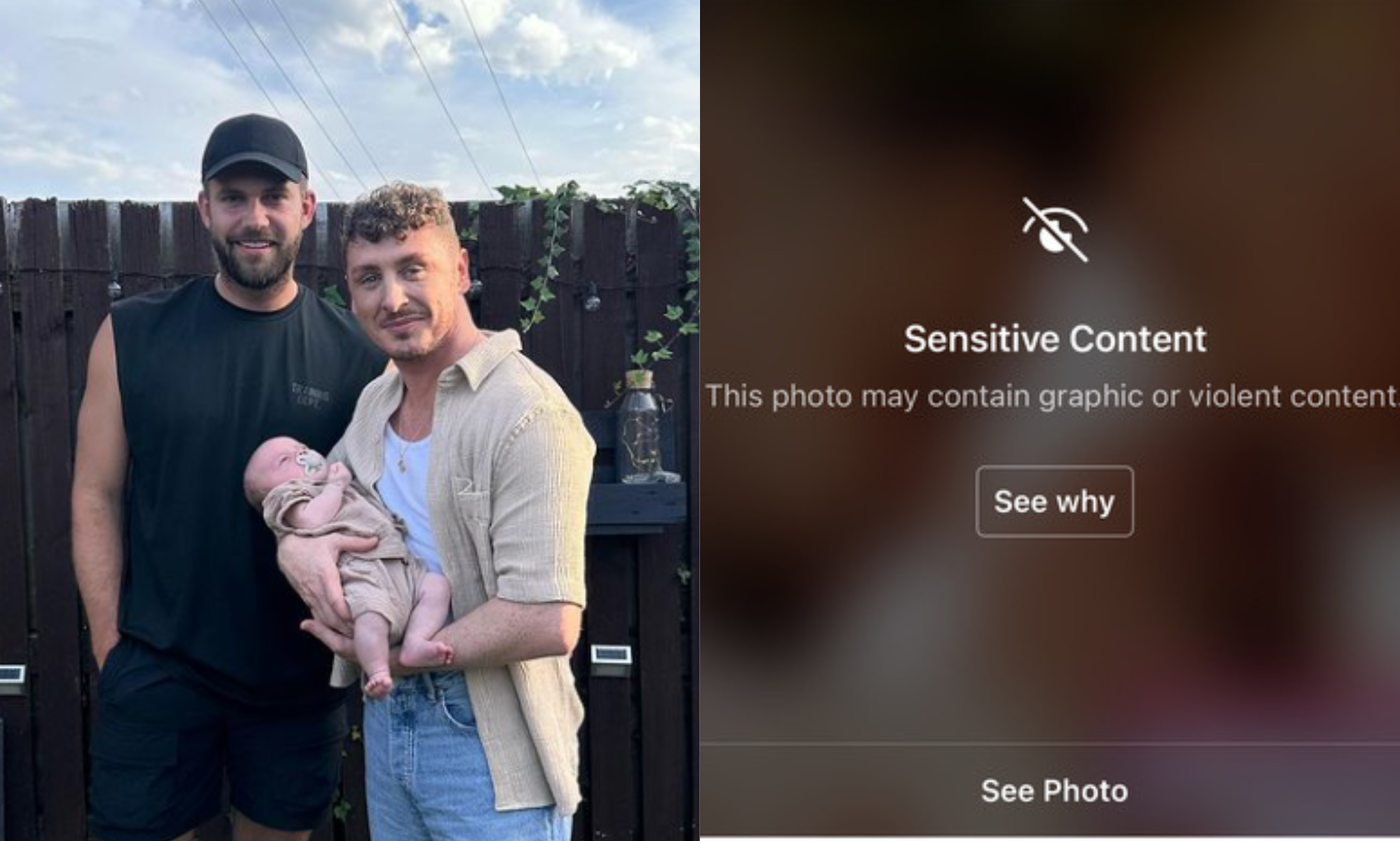 Instagram censura una tierna foto de unos papás gays con un recién nacido en brazos por su contenido "gráfico" y "perturbador