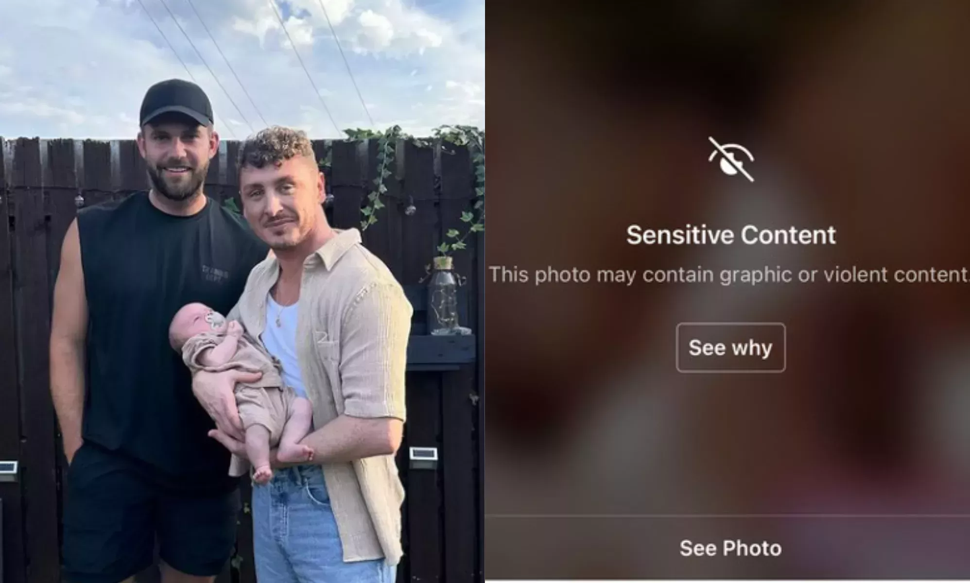 Instagram censura una tierna foto de unos papás gays con un recién nacido en brazos por su contenido 