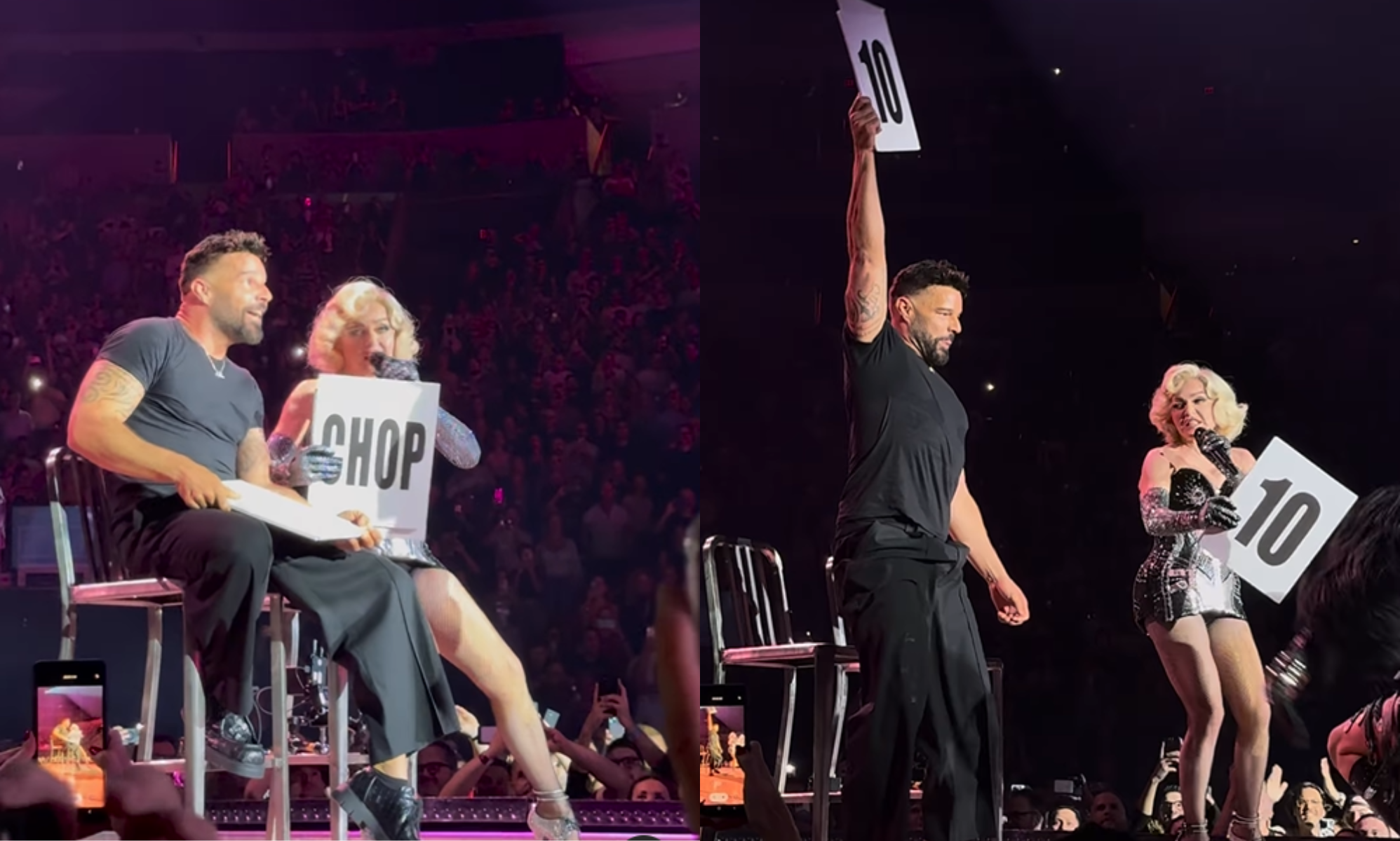 Ricky Martin sube al escenario del Celebration Tour de Madonna y sus fans no dejan de mirarle la entrepierna