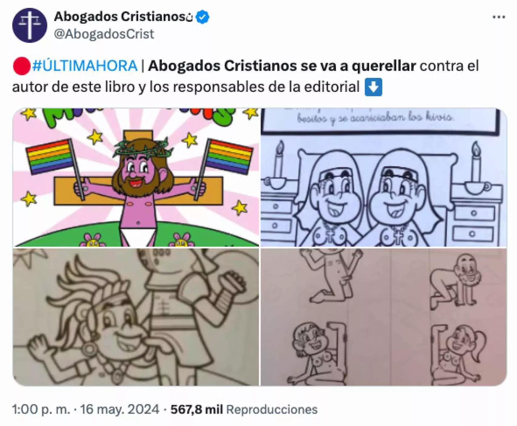 Felaciones, sexo entre monjas y un Jes&uacute;s LGTB: denuncian un pol&eacute;mico cuaderno para colorear