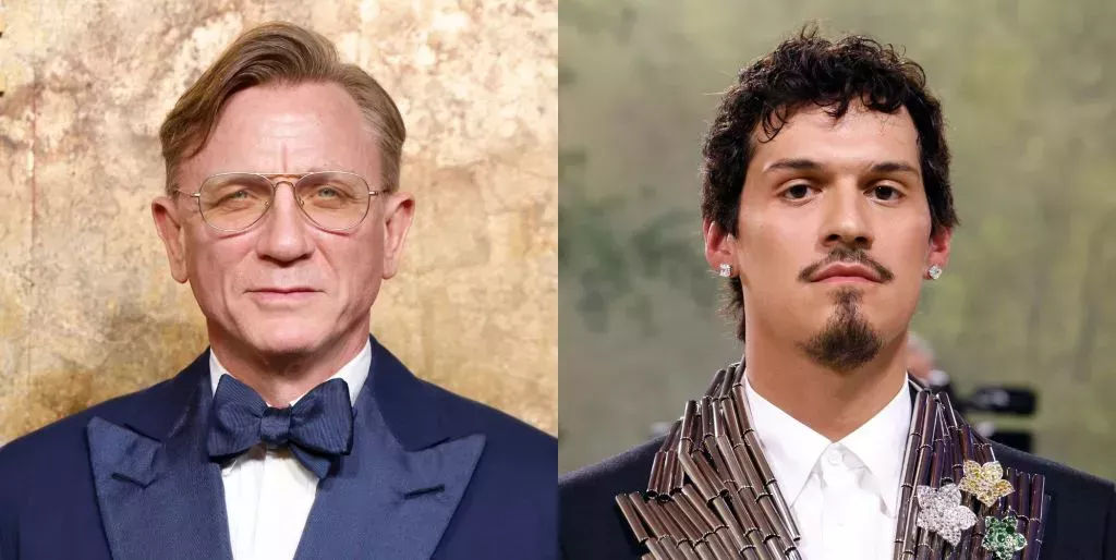 Omar Apollo (derecha) tiene una escena sexual con Daniel Craig (izquierda) en la nueva película Queer