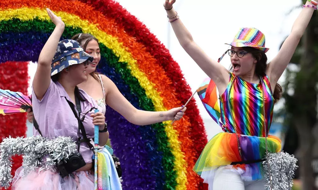 Pride goers on a festival during a Pride Month march in 2025.