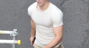 Chris Evans en el rodaje de 'Capitán América'