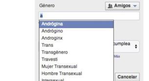 La nuevas opciones de género de facebook